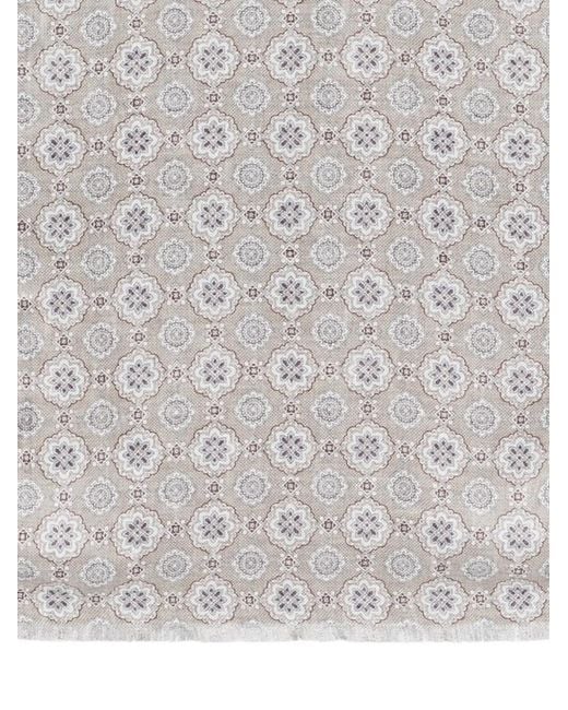 Dell'Oglio White Creta Patterned Scarf for men