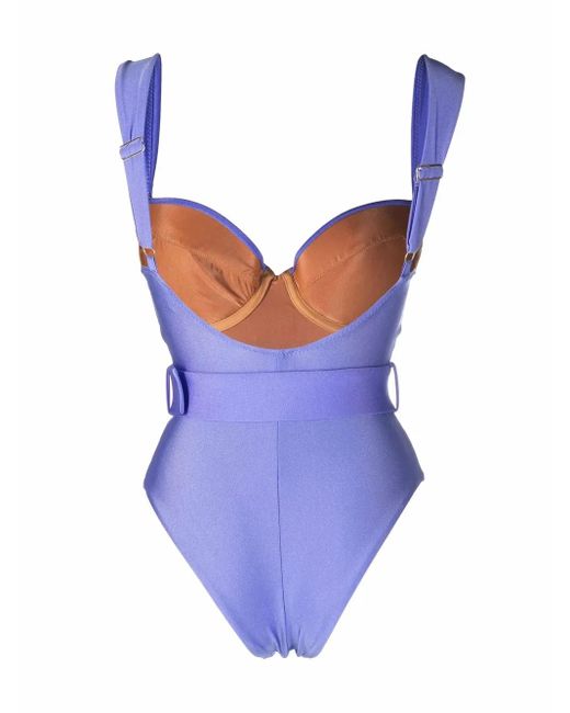 Noire Swimwear Blue Belted One Piece Swimsuit