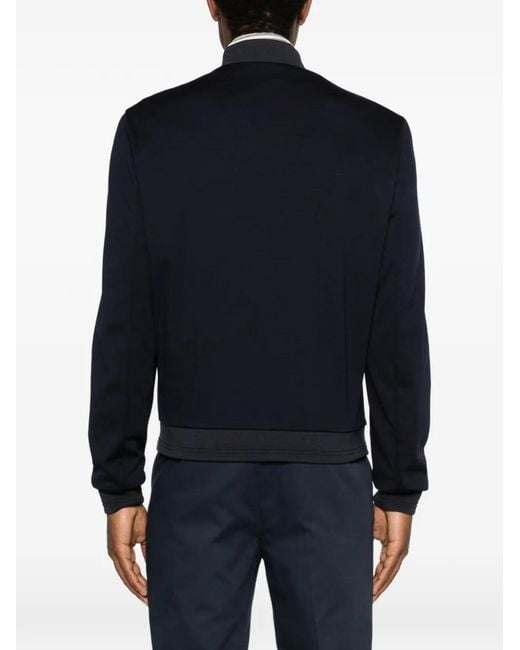 Corneliani Blue Zip-Up Bomber Jacket for men
