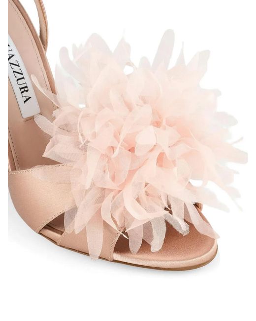 Aquazzura Pink Poème Flower-Embellished Ankle-Strap Sandals