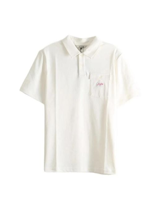 Malbon Golf White Jovis Benchmark Logo-Patch Flap-Pocket Polo Shirt for men