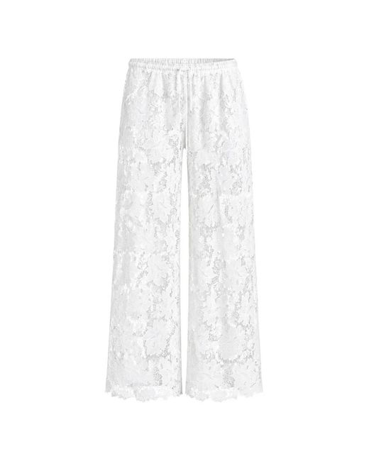 SOLAQUA White Zara Floral-Lace Trousers