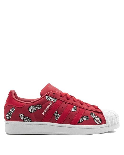Adidas Red Superstar Low-Top Sneakers
