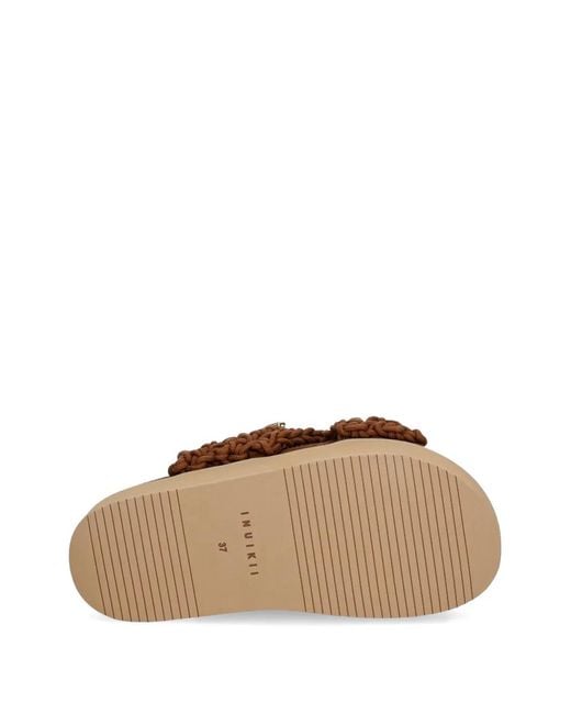 Inuikii Brown Woven Stones Crystal-Embellished Platform Sandals