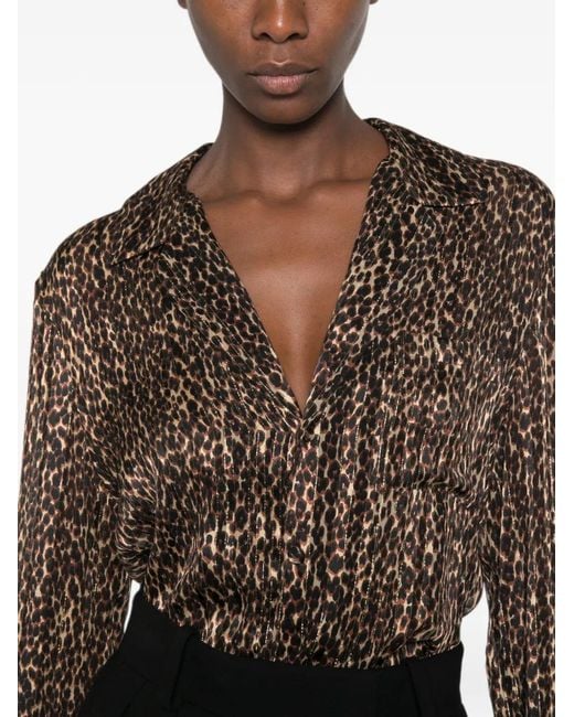 Saint Laurent Brown Leopard-Print Shirt