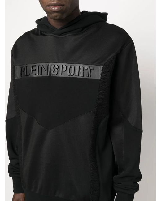 Philipp Plein Black Logo-Embossed Hoodie for men