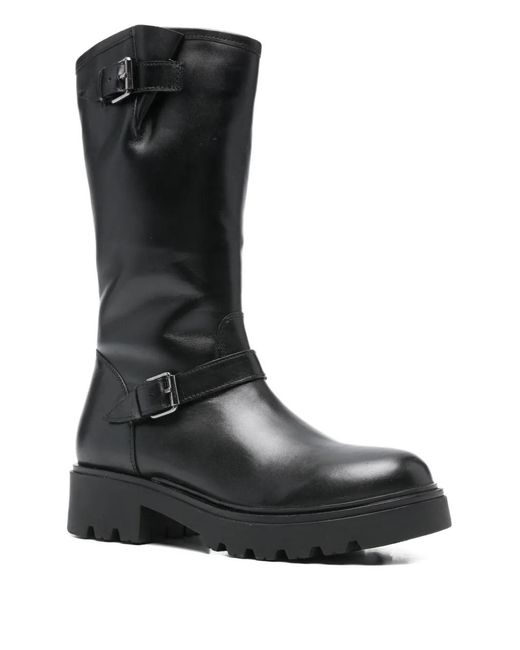 Keys Black Buckle Strap Boots