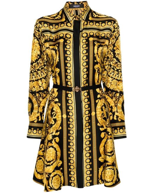 Versace Metallic Heitage Kleid Mit Barock-Print