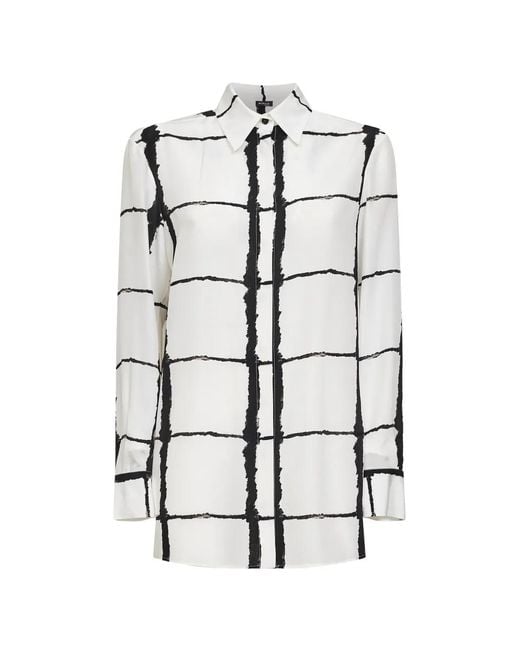 Kiton White Printed Silk Satin Shirt