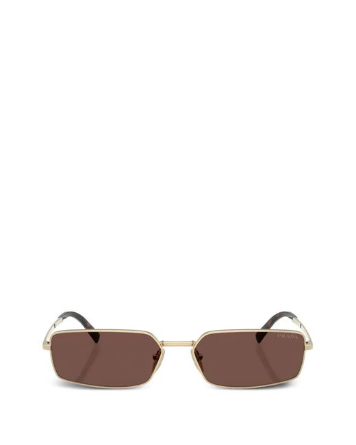 Prada Metallic Rectangular-Frame Sunglasses
