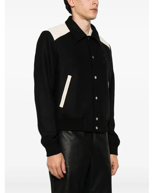 Amiri Black Wool Blend Bomber Jacket for men