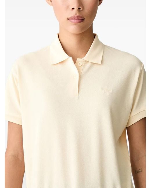 Adidas White Logo-Embroidered Piqué Polo Shirt