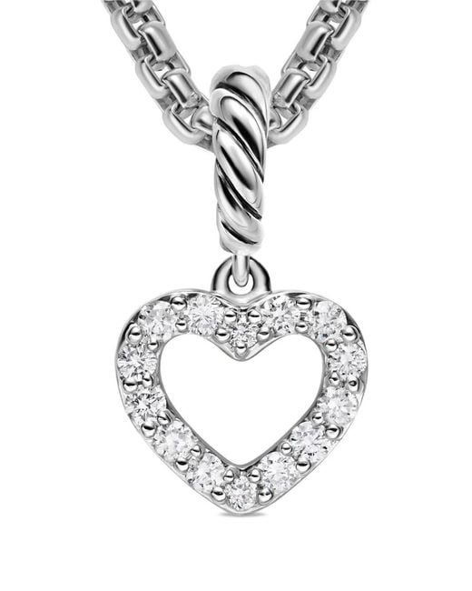 David Yurman Metallic Micro Pavé Open Heart Diamond Necklace