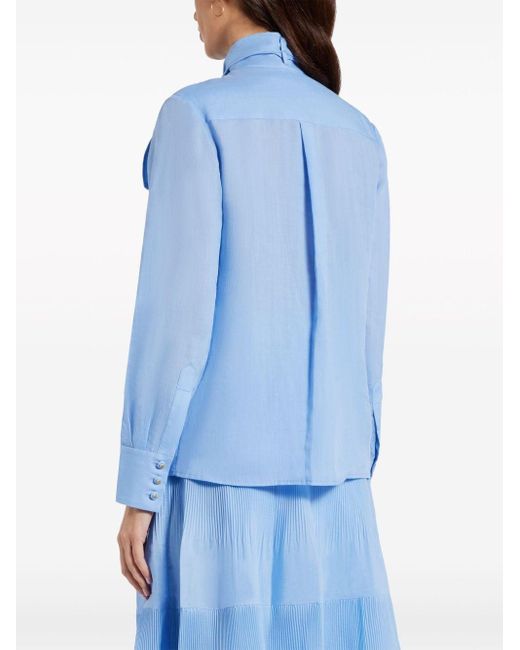 Zimmermann Blue Bluse mit Schleifenkragen
