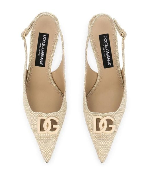 Zapatos de tacón con placa del logo Dolce & Gabbana de color Natural