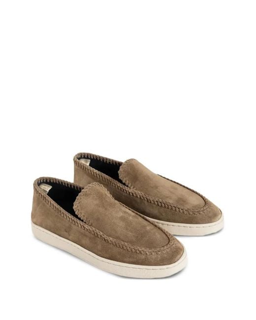 Officine Creative Brown Suede Stitched Loafers for men