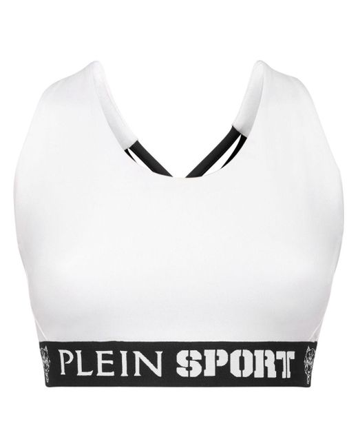 Reggiseno sportivo con banda logo di Philipp Plein in White