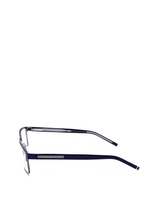 Tommy Hilfiger White Matte Rectangle-Frame Glasses for men