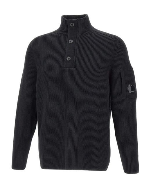 C P Company Gerippter Pullover Mit Linsentasche in Blue für Herren