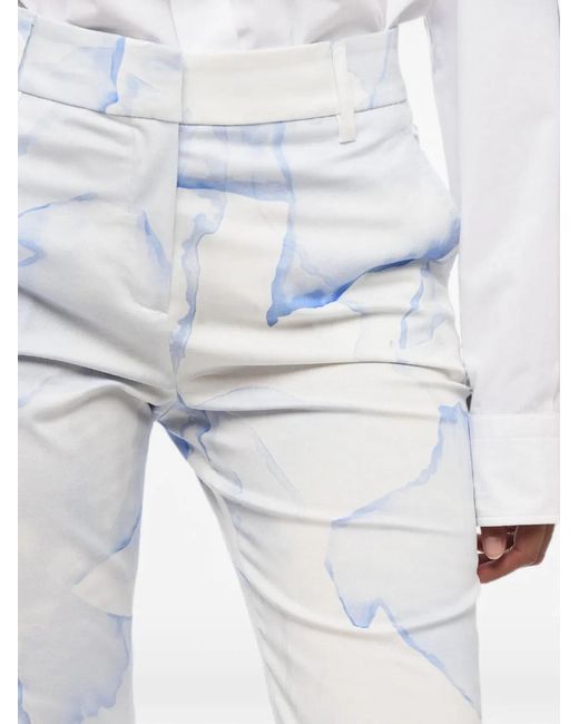 True Royal White Marble-Print Trousers