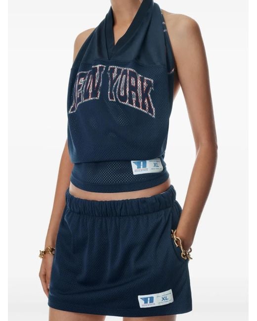Alexander Wang Blue Mesh Logo-Patch Shorts