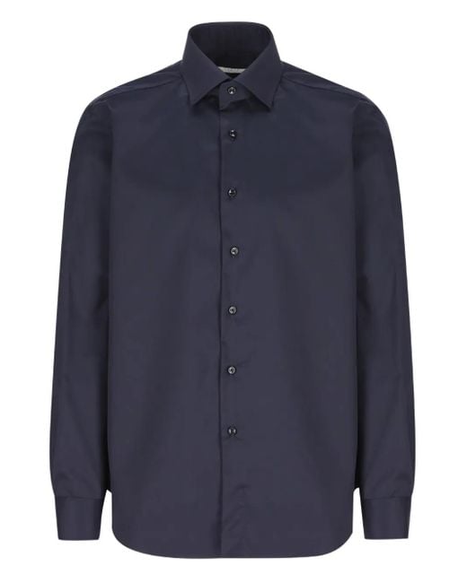 Xacus Blue Buttoned-Cuff Cotton Shirt for men