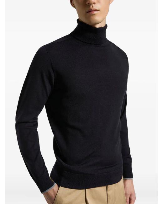 Peserico Black Roll-Neck Sweater for men