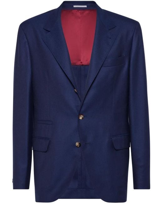 Brunello Cucinelli Blazer Met Enkele Rij Knopen in het Blue voor heren