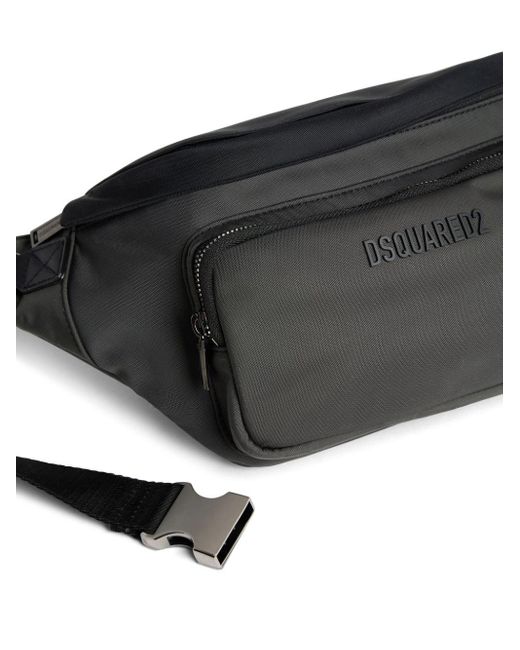 DSquared² Black Logo Embroidered Belt Bag for men