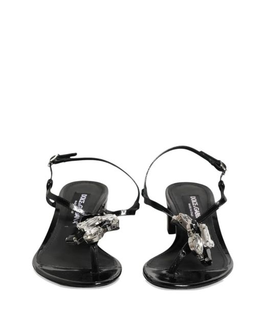 Dolce & Gabbana White Crystal-Embellished Ankle-Strap Sandals