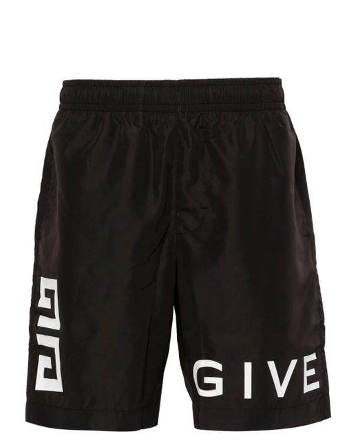 Givenchy Black Logo Print Swim Shorts for men