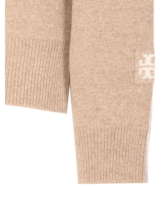 Tory Burch Natural Wool Turtleneck Sweater