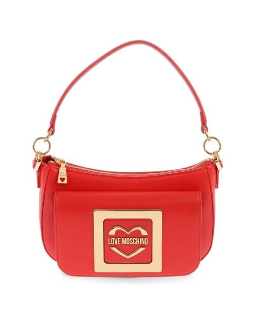 Love Moschino Red Logo-Plaque Shoulder Bag