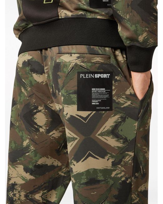 Pantaloni sportivi con stampa camouflage di Philipp Plein in Green da Uomo