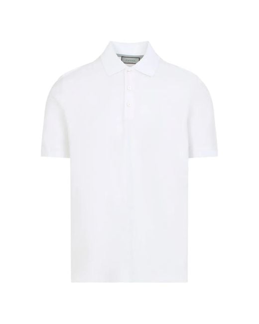 Canali White Buttoned Polo Shirt for men