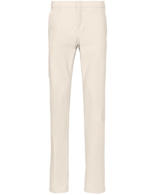Eleventy Natural Low-rise Stretch-cotton Tapered Trousers for men