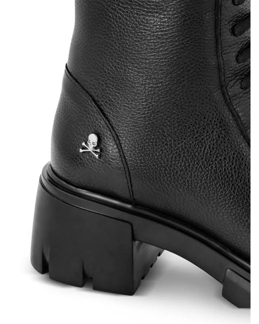 Philipp Plein Black Leather Boots
