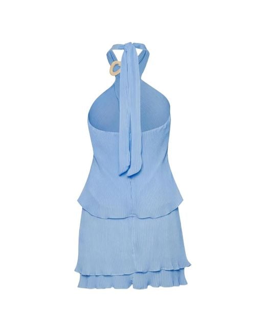 Baobab Blue Lira Pleated Halterneck Top