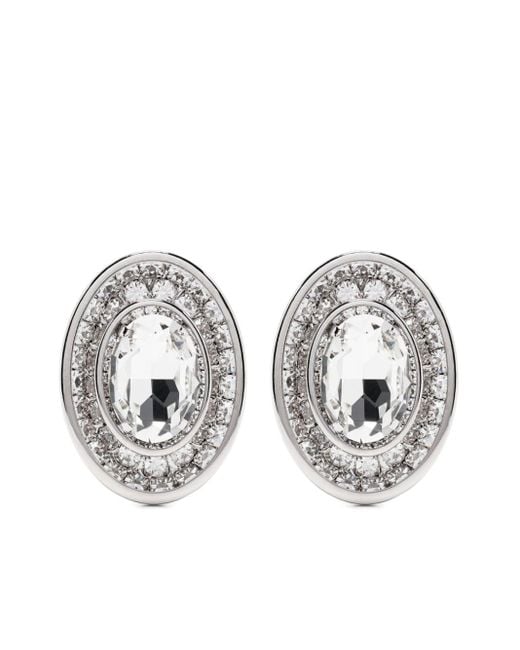 Alessandra Rich Metallic Oval-shape Crystal Earrings