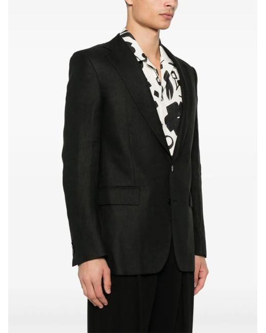 Fursac Black Linen Blazer for men