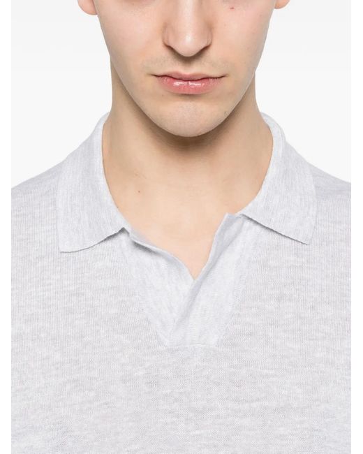 Tagliatore White Classic Polo Collar Short Sleeve Top for men