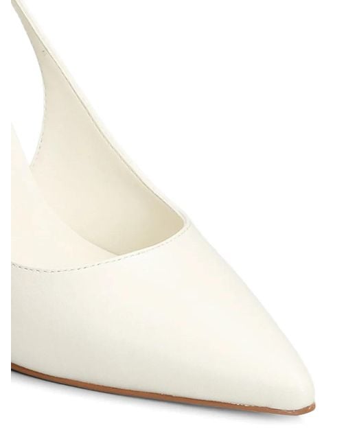 Carrano White Pointed-Toe Slingback Pumps
