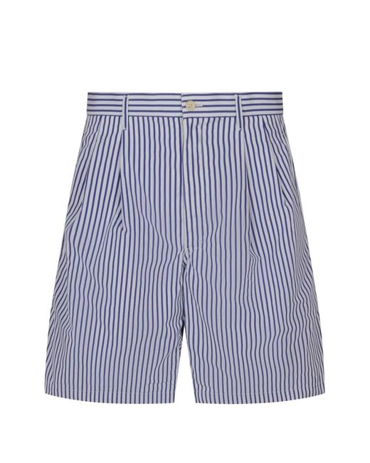 Comme des Garçons Blue Short Plissé À Rayures Verticales for men