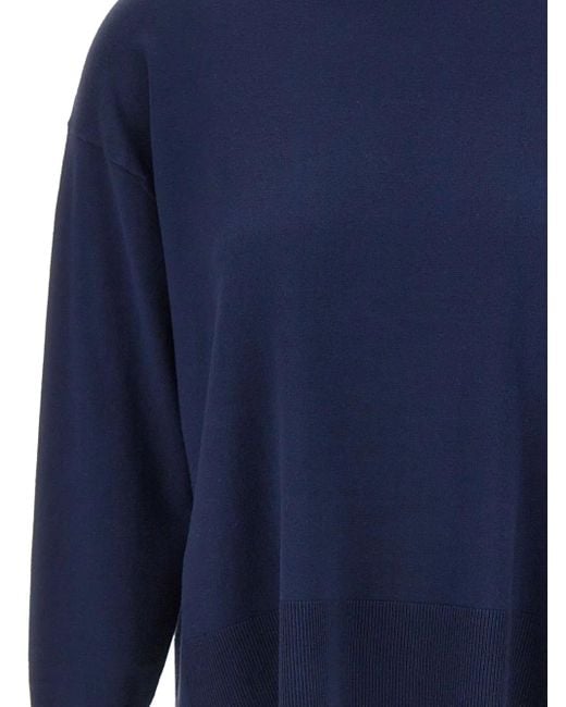 Kaos Blue Ribbed Slits Sweater