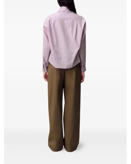Claudie Pierlot ラッフルカラーチェック シャツ Purple