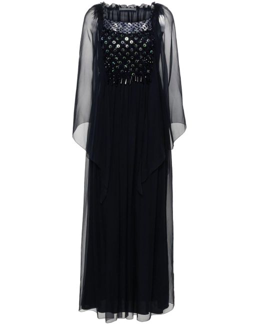 Alberta Ferretti Maxi-jurk Verfraaid Met Pailletten in het Black