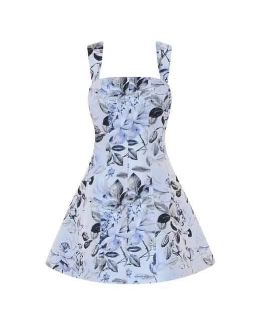 MILLY Blue Elodie Floral-Jacquard Mini Dress