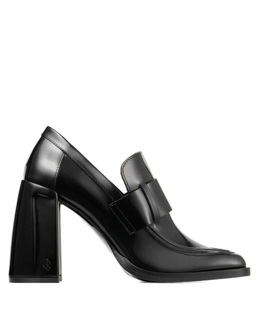 Jimmy Choo Black Tylor Loafer-Pumps mit Blockabsatz 85mm