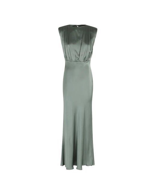 Semicouture Green Draped-Detail Maxi Dress
