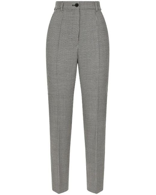 Dolce & Gabbana Gray Houndstooth Wool Trousers